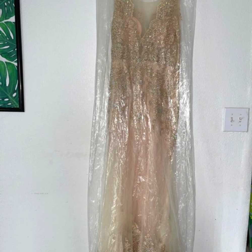 Wedding Tan  gold shimmer applique